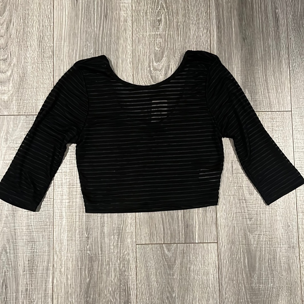 Knit Black Striped Sheer Crop Top